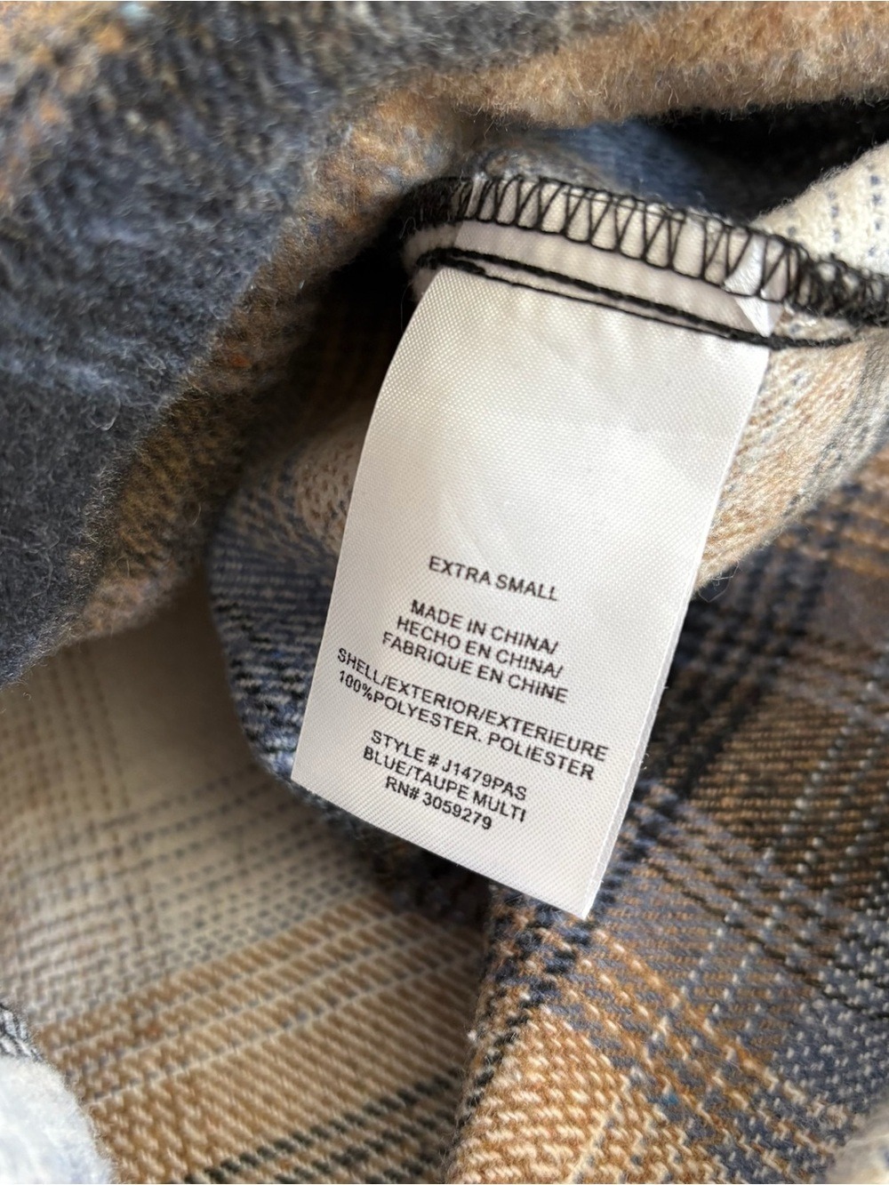 Altar'd State Plaid Shacket in Cream, Brown & Gray Size XS - Picture 4 of 6